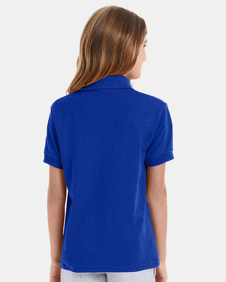 Hanes youth EcoSmart jersey polo shirts for school uniforms and teams