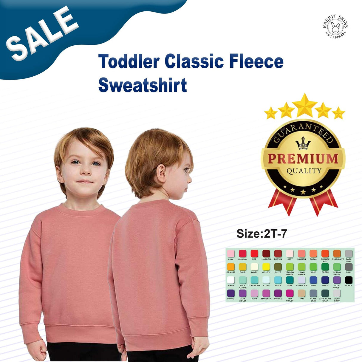 RADYAN® Toddler Classic Crewneck Long Sleeve Fleece Sweatshirt