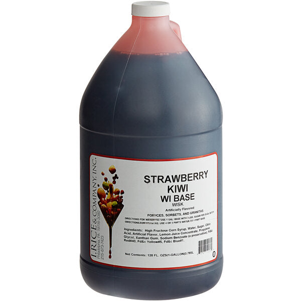 I. Rice 1 Gallon Strawberry Kiwi Water Ice Base - 4/Case