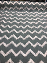 Ameril Symetric Spa Blue Chevron Embroidered Polyester Fabric - White Chevron Embroidered, 55" Width (1 Yard)
