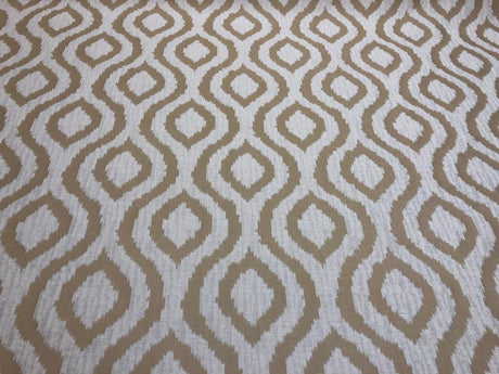 Rj Hourglass Natural Jacquard Fabric - Cream Natural Geometric Reversible, 56" Width, 7.5" Vertical Repeat, 7" Horizontal Repeat (1 Yard)