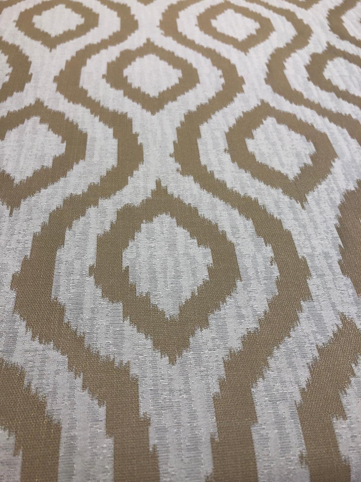Rj Hourglass Natural Jacquard Fabric - Cream Natural Geometric Reversible, 56" Width, 7.5" Vertical Repeat, 7" Horizontal Repeat (1 Yard)