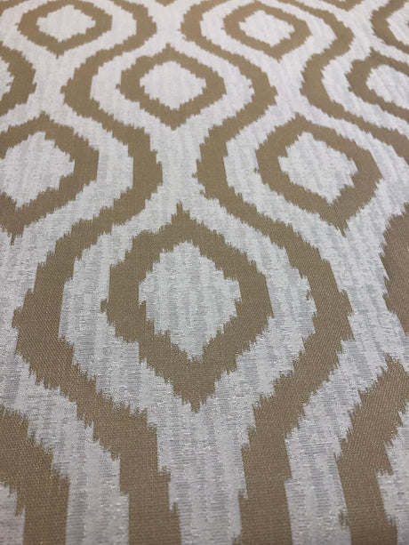 Rj Hourglass Natural Jacquard Fabric - Cream Natural Geometric Reversible, 56" Width, 7.5" Vertical Repeat, 7" Horizontal Repeat (1 Yard)