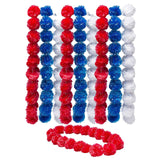 3 Ft. Patriotic Pom Pom Red, White & Blue Plastic Leis 12 Pc.
