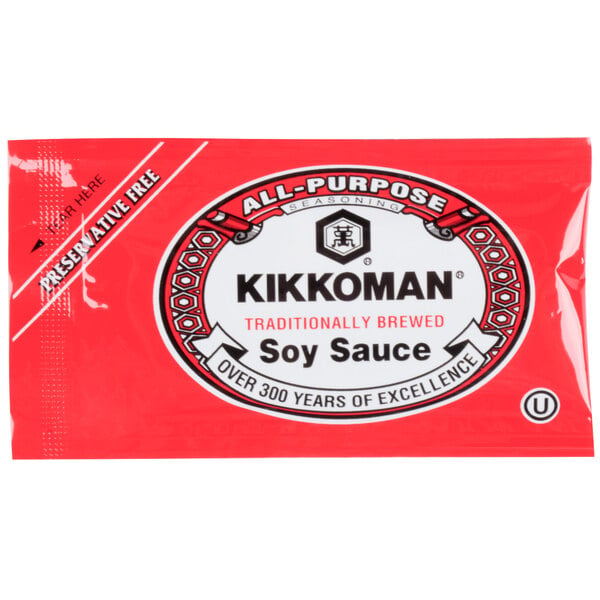 Kikkoman 6 mL Preservative Free Soy Sauce Packets - 200/Case