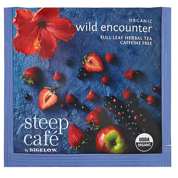 Steep Cafe By Bigelow Organic Wildberry Hibiscus Herbal Tea Pyramid Sachets - 50/Case
