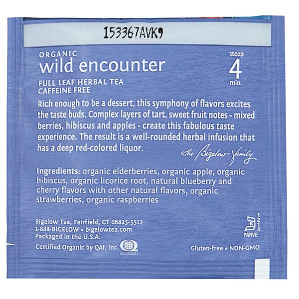 Steep Cafe By Bigelow Organic Wildberry Hibiscus Herbal Tea Pyramid Sachets - 50/Case