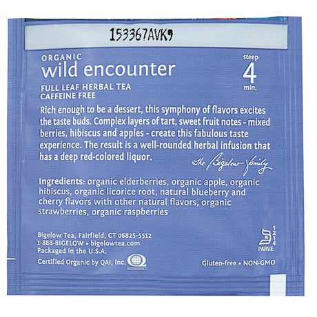 Steep Cafe By Bigelow Organic Wildberry Hibiscus Herbal Tea Pyramid Sachets - 50/Case