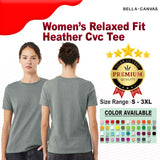 BELLA + CANVAS® Women's Relaxed Fit Heather CVC Crewneck Tee