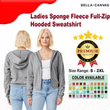 Bella + Canvas® Sponge Fleece Full Zip Hooded Sweatshirt