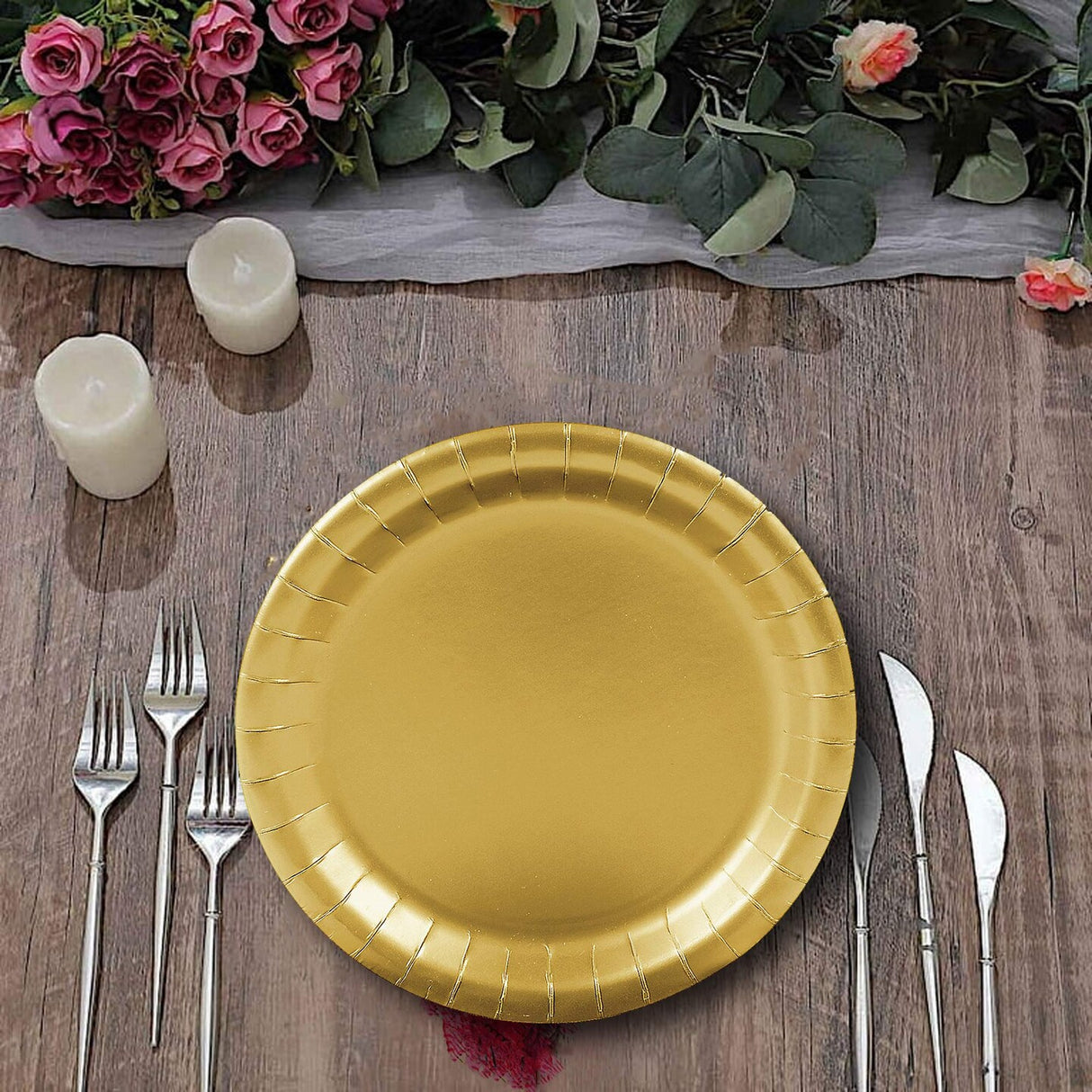 24 Ct. Gold Paper Dinner Plates Classic Style for Every Occasion (9")