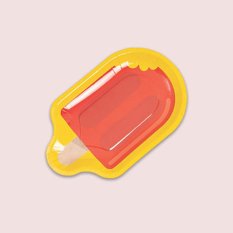 8 Count Ice Pop Shaped Paper Dessert Plates –5 1/2" x 9" Summer Party Supplies