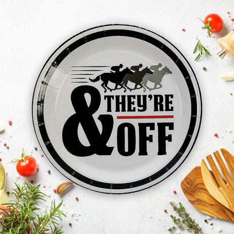 8 Count Derby Party “They’re Off” Racehorse Paper Dessert Plates 7 Inch
