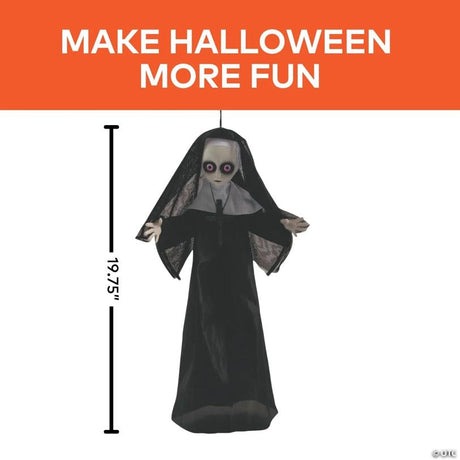 RADYAN Hanging Nun with Cross Halloween Decoration for Spooky Displays shown in a clear product image