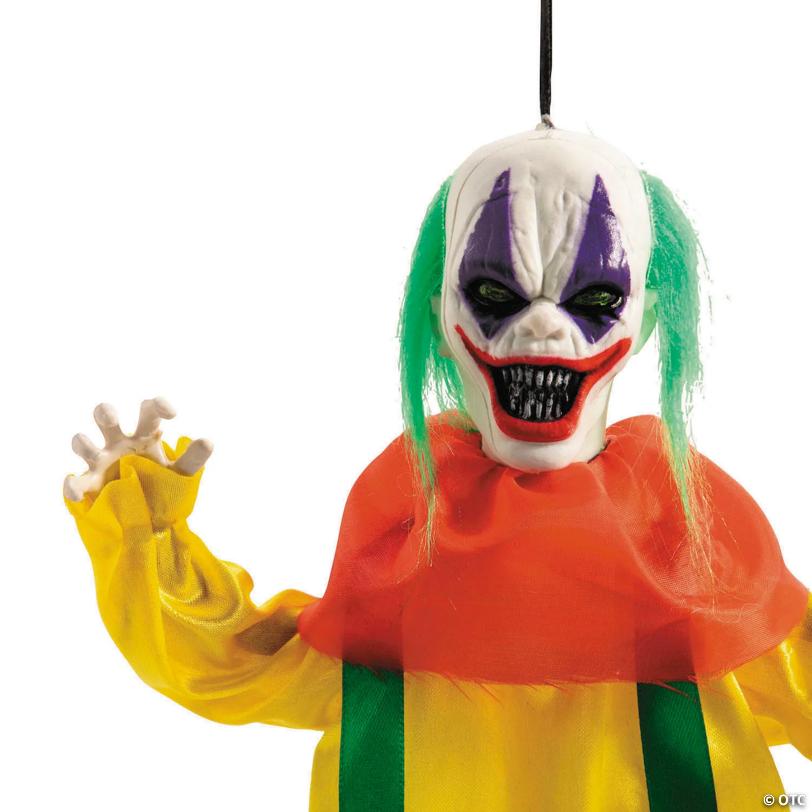 19 3/4" Hanging Bright Colors Clown with Green Hair Halloween Decoration