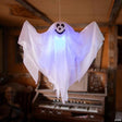 19 3/4" x 20 3/4" Hanging Light-Up Smiling Ghost Halloween Decoration