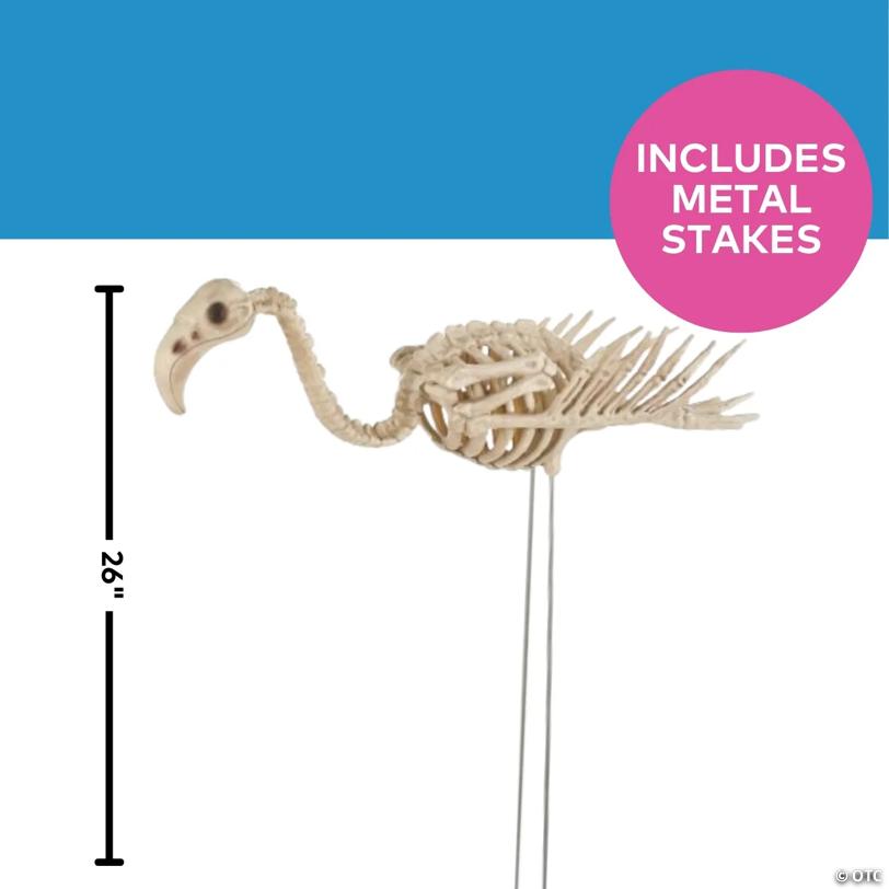 19 3/4" x 26" Flamingo Skeleton Halloween Outdoor Yard Decoration