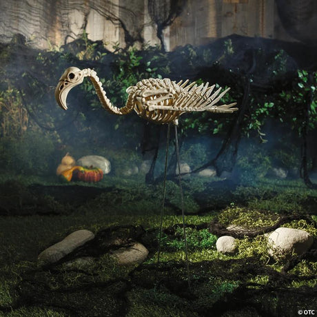 Flamingo Skeleton Halloween Outdoor Yard Decoration for Display, showing a detailed skeletal bone design