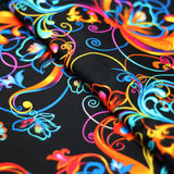 Flourish Fantasy Nylon Spandex Fabric - Multi-Color Floral Print, 58/60" Width (1 Yard)