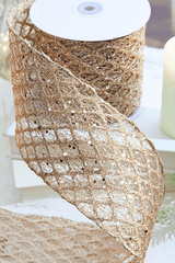 4" x 10 Yard Champagne Mesh Wired Ribbon