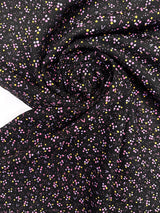 Virgin Wool Printed Black Pink Fabric
