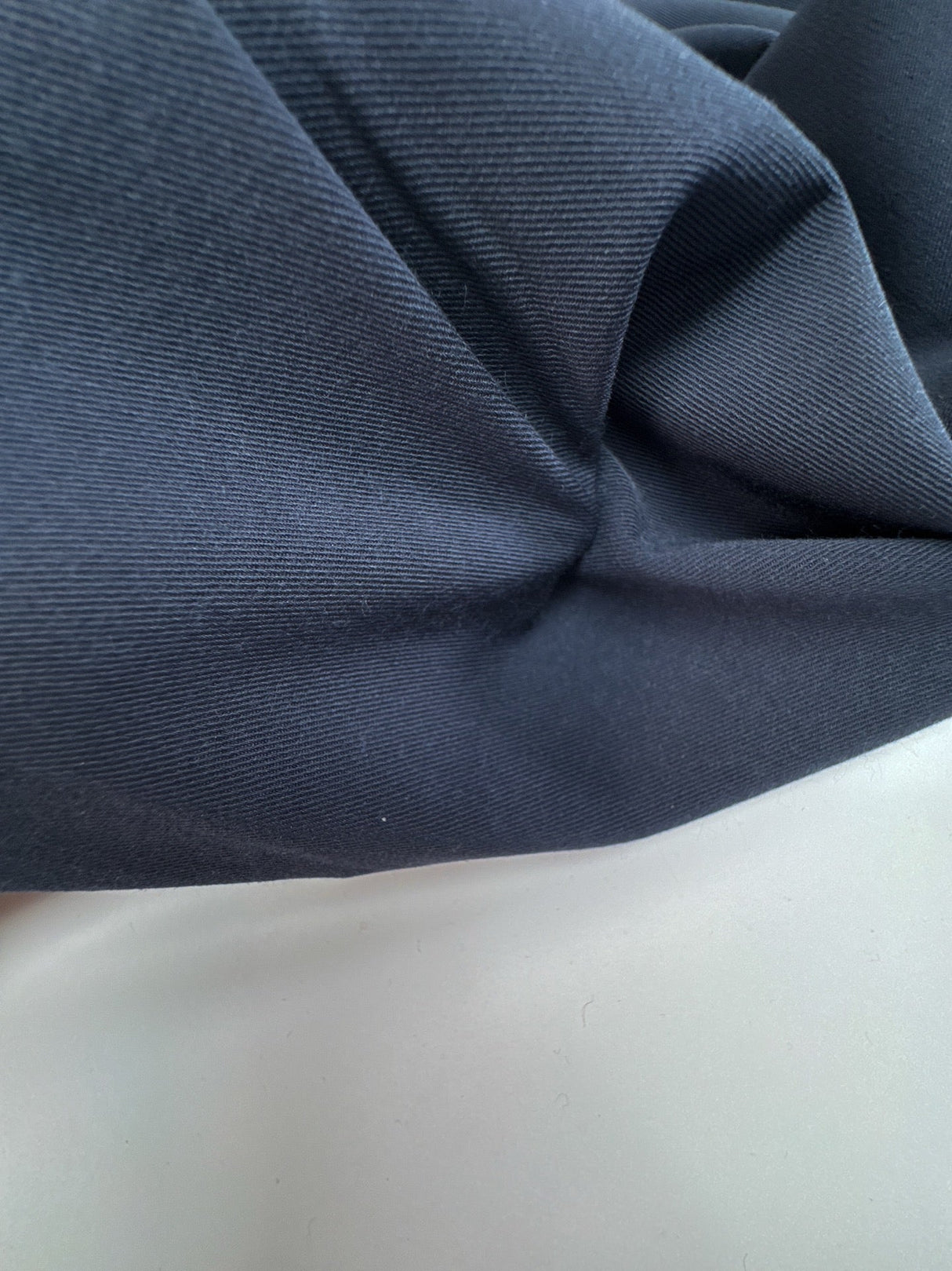 Blue Twill Polyester Viscose Elastane Double Weave