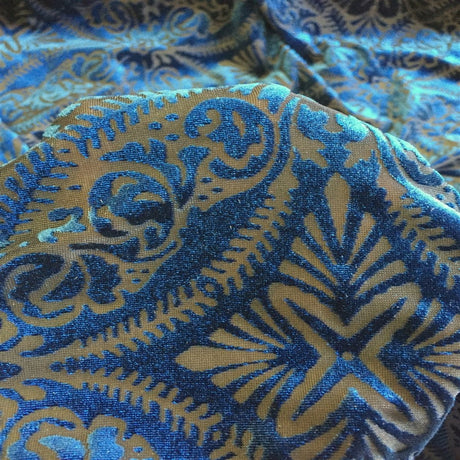 Lili Damask Burnout Stretch Velvet Fabric - Damask Burnout, 58" Width (1 Yard)