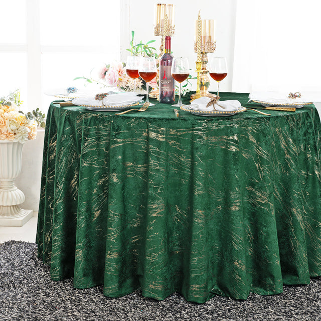 Round Holland Velvet Tablecloth 132" Emerald Green
