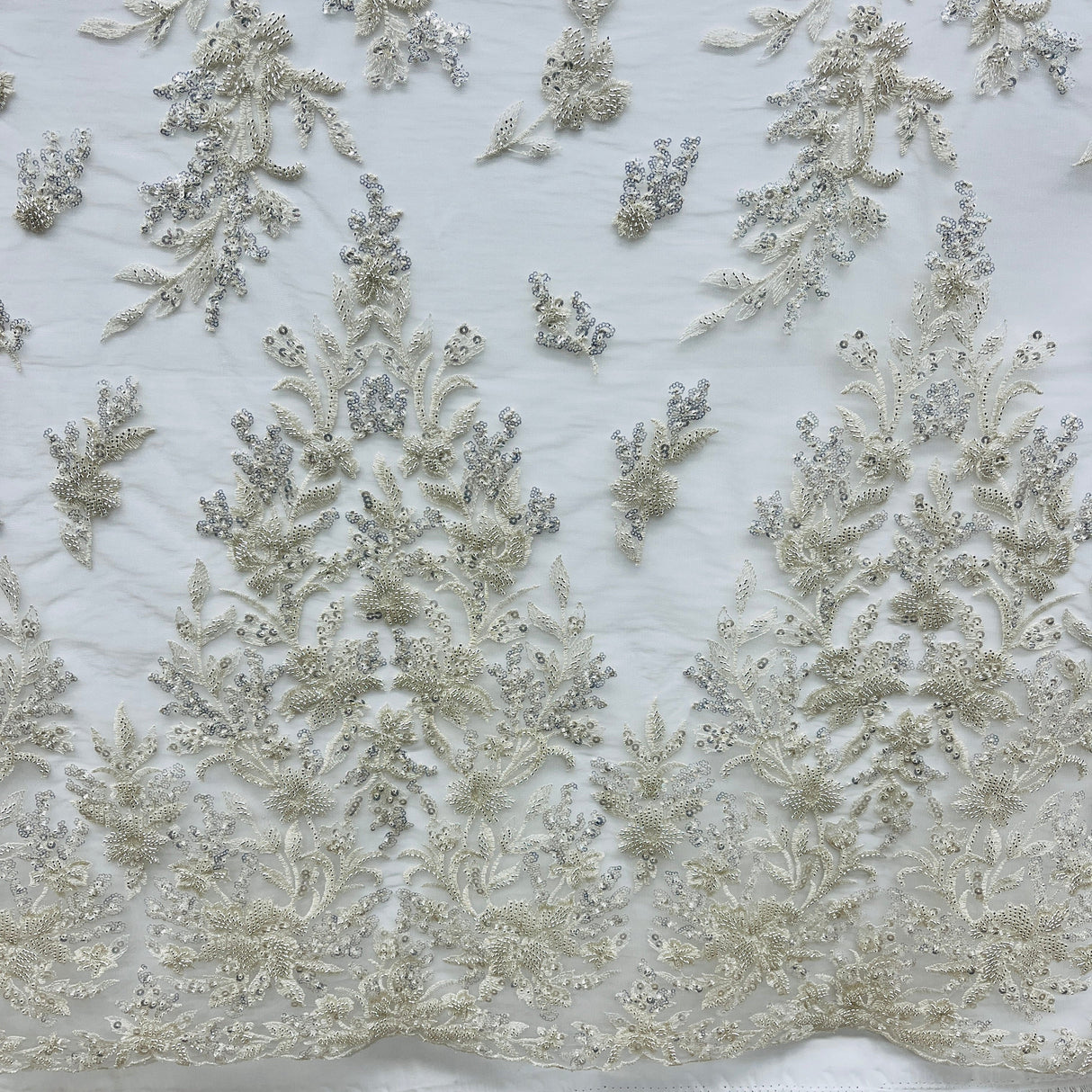Beaded Lace Embroidered Mesh Gold Silver