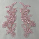 Beaded Corded Floral Lace Applique Pair