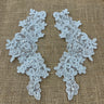 Beaded Corded Floral Lace Applique Pair