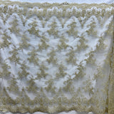 1 Yard 52" Wide Corded Bridal Lace Fabric Embroidered