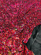 All-Over 5Mm Shiny Sequins Stretch Velvet Fabric - Sequins On Velvet, 54" Width (1 Yard)