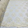 Beaded 3D Floral Lace Fabric - 3D Floral Beaded Embroidery, 50" Wide (1 Yard)