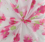 Hi Multi Chiffon Polyester Fabric - White/Fuchsia/Green, 58/60" Width