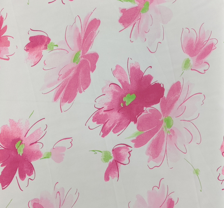 Hi Multi Chiffon Polyester Fabric - White/Fuchsia/Green, 58/60" Width