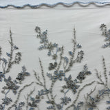 Beaded Lace Fabric Blue Skin Net
