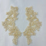 Beaded Corded Floral Lace Applique Pair