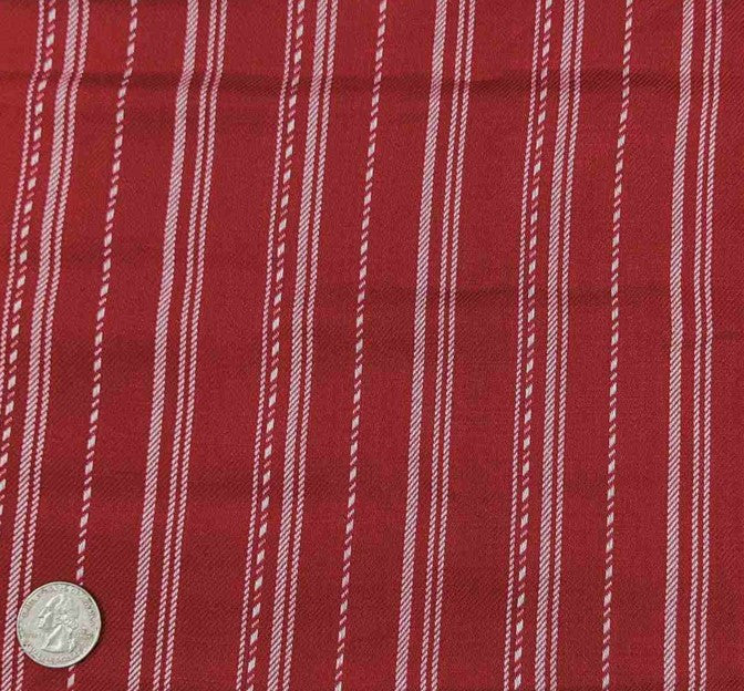 Rayon Twill Yarn Dyed Stripe 1D1041 Rayon Fabric - Burgundy Stripe, 54/55" Width (1 Yard)