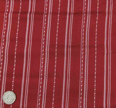 Rayon Twill Yarn Dyed Stripe 1D1041 Rayon Fabric - Burgundy Stripe, 54/55" Width (1 Yard)