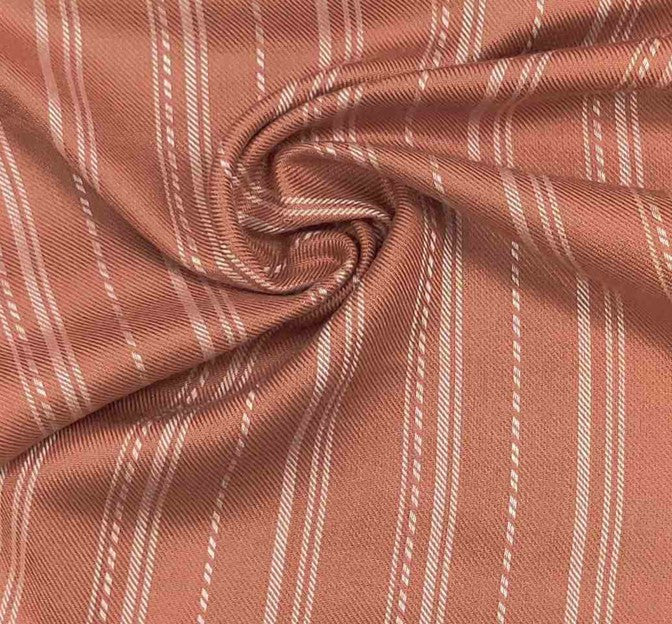 Rayon Twill Yarn Dyed Stripe 1D1041 Rust Rayon Fabric - Rust Stripe, 54/55" Width