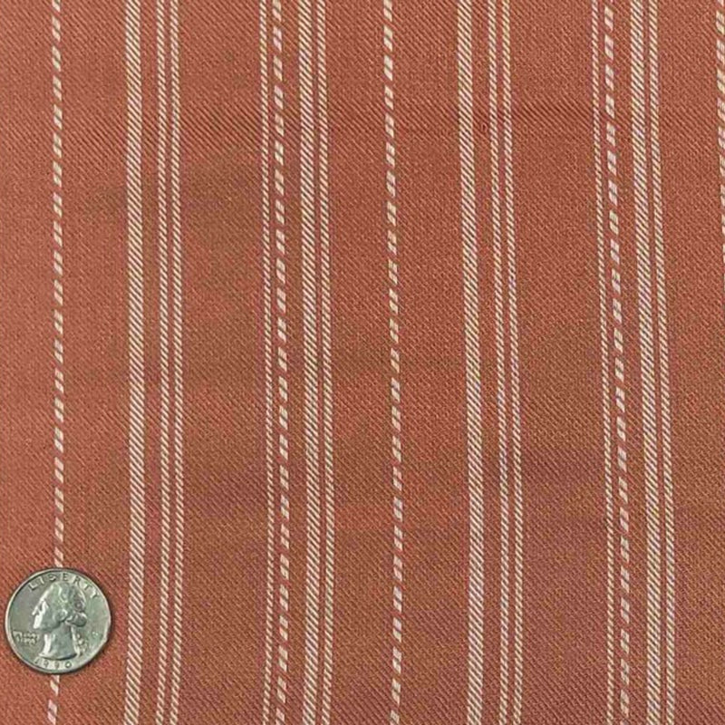1 Yard Soft Rayon Twill Yarn Dyed Stripe Fabric Rust For Apparel Projects 54/55 Inches Width