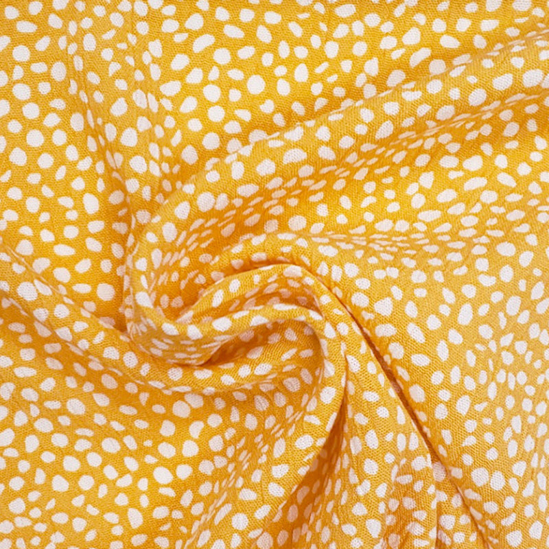1 Yard Rayon Crinkle Mustard Ivory Fabric for Dresses Blouses Skirts and Crafts 50 52 Width