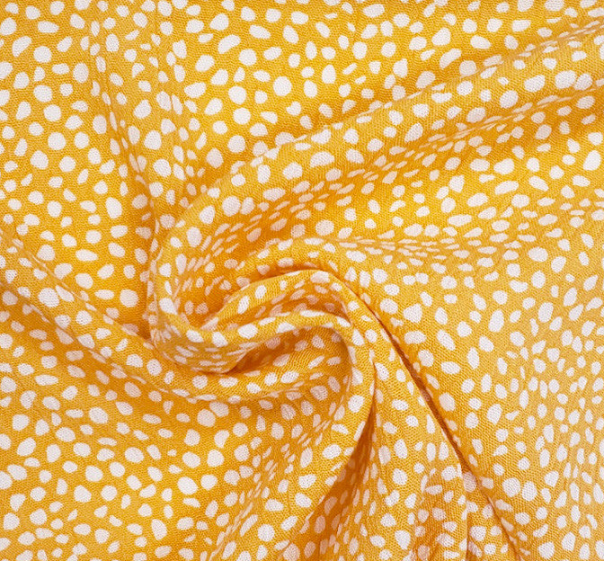 Rayon Crinkle 1D1046 100 Percent Rayon Fabric - Mustard/Ivory Crinkle, 50/52" Width