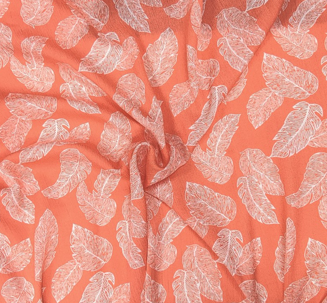 Rayon Crinkle 1D1057 100 Percent Rayon Fabric - Coral Ivory, 50/52" Width (1 Yard)