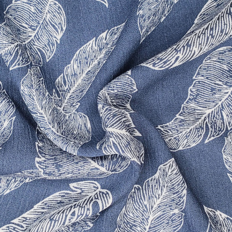 1 Yard Rayon Crinkle Denim Ivory Woven Fabric, 50/52″ Wide 100% Rayon