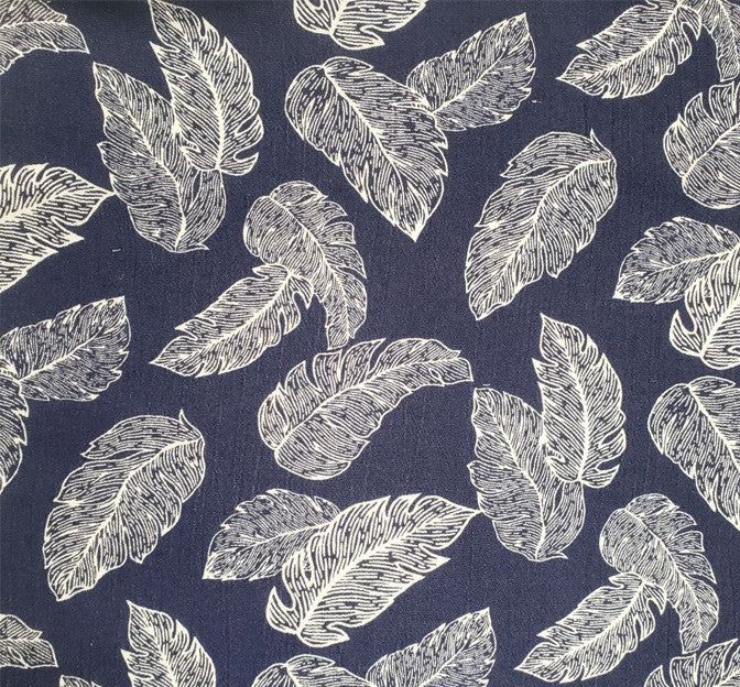 1D1057 Rayon Crinkle Fabric - Navy Ivory, 50/52" Width (1 Yard)