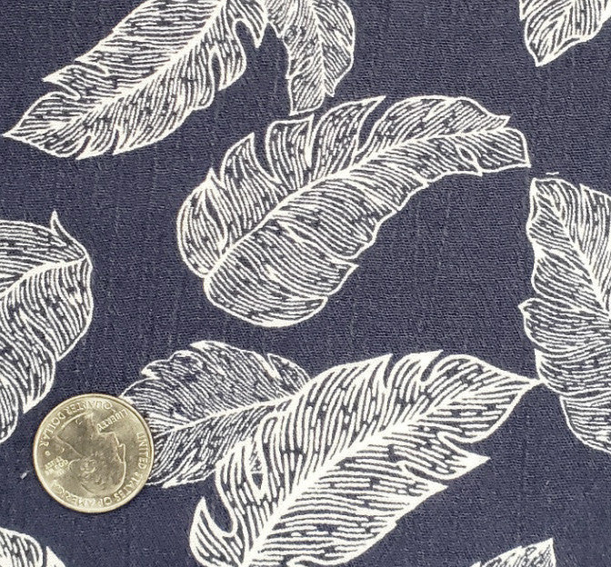 1D1057 Rayon Crinkle Fabric - Navy Ivory, 50/52" Width (1 Yard)