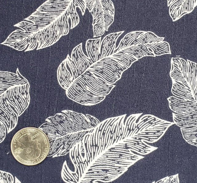1D1057 Rayon Crinkle Fabric - Navy Ivory, 50/52" Width (1 Yard)