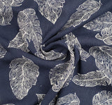 1D1057 Rayon Crinkle Fabric - Navy Ivory, 50/52" Width (1 Yard)